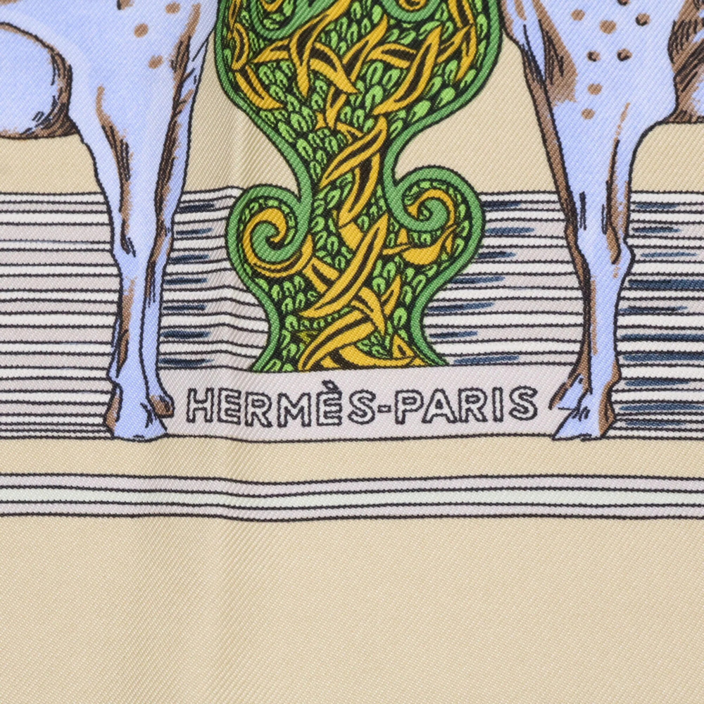 HERMES Cream Silk Scarf - Picture 7 of 8